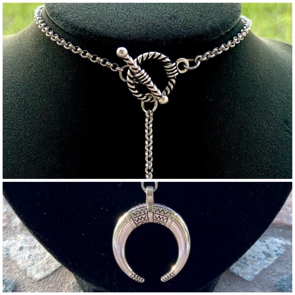 Moon Y Shape lariat necklace crescent moon horn up side down lunula choker